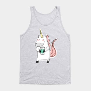 Unicorn Holding a Coffee Cup Tank Top